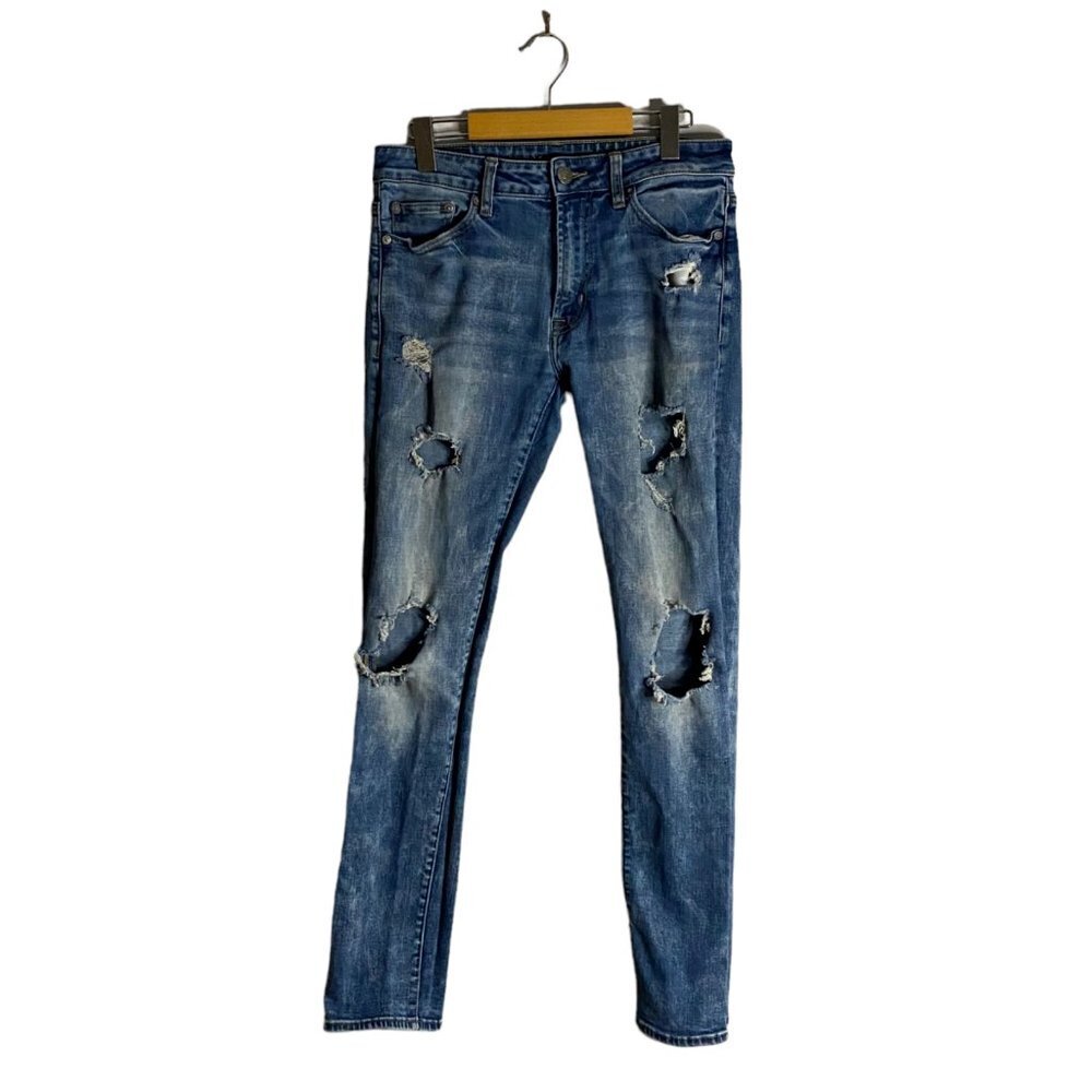 American Eagle Men's Medium Indigo Destroyed Slim Jeans